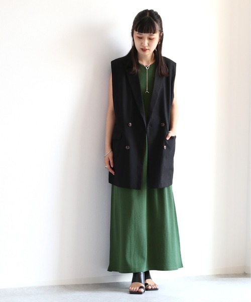 cepo(セポ)の「【セットアイテム】サマーニットカーディガン+ノースリーブワンピース(ワンピース・レディース・ブラック/オレンジ/グリーン・M)」の19枚目の写真