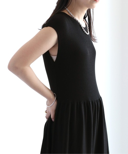 cepo(セポ)の「【セットアイテム】サマーニットカーディガン+ノースリーブワンピース(ワンピース・レディース・ブラック/オレンジ/グリーン・M)」の5枚目の写真