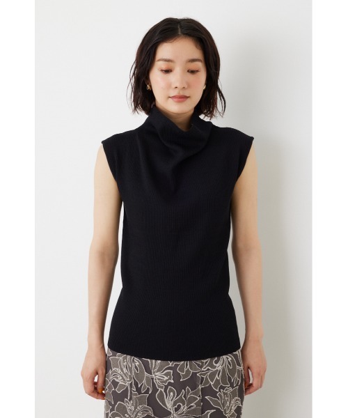 rienda（リエンダ）の「アシンメトリードレープハイネックニットトップス（Tシャツ/カットソー・レディース・ブラック/ベージュ/パープル/オレンジ・FREE）」の5枚目の写真