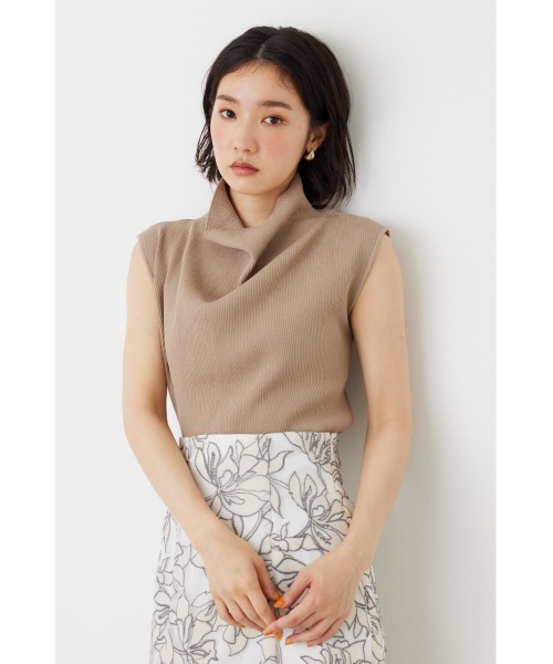 rienda（リエンダ）の「アシンメトリードレープハイネックニットトップス（Tシャツ/カットソー・レディース・ブラック/ベージュ/パープル/オレンジ・FREE）」の13枚目の写真