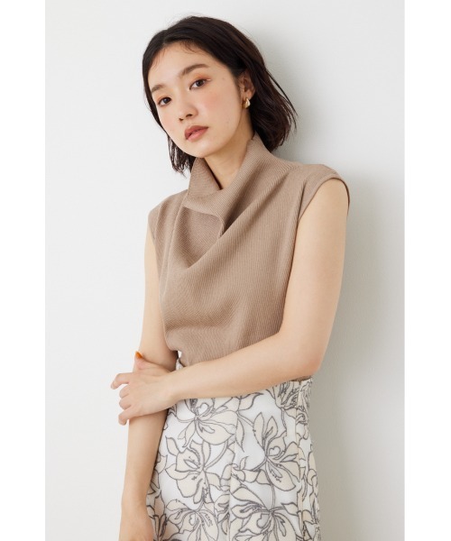 rienda（リエンダ）の「アシンメトリードレープハイネックニットトップス（Tシャツ/カットソー・レディース・ブラック/ベージュ/パープル/オレンジ・FREE）」の14枚目の写真