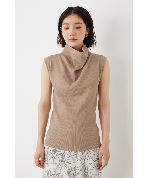 rienda（リエンダ）の「アシンメトリードレープハイネックニットトップス（Tシャツ/カットソー・レディース・ブラック/ベージュ/パープル/オレンジ・FREE）」の10枚目の写真