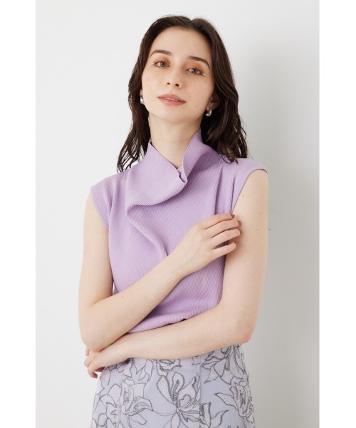 rienda（リエンダ）の「アシンメトリードレープハイネックニットトップス（Tシャツ/カットソー・レディース・ブラック/ベージュ/パープル/オレンジ・FREE）」の21枚目の写真