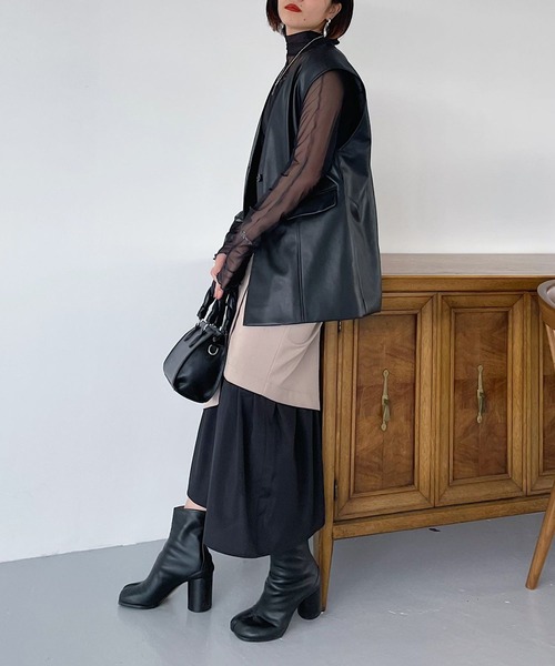 PAGEBOY（ページボーイ）の「エコレザージレ（その他アウター・レディース・ブラック/オフホワイト・FREE）」の18枚目の写真