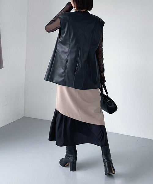 PAGEBOY（ページボーイ）の「エコレザージレ（その他アウター・レディース・ブラック/オフホワイト・FREE）」の10枚目の写真