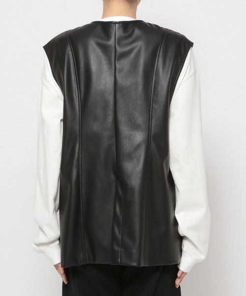 PAGEBOY（ページボーイ）の「エコレザージレ（その他アウター・レディース・ブラック/オフホワイト・FREE）」の4枚目の写真