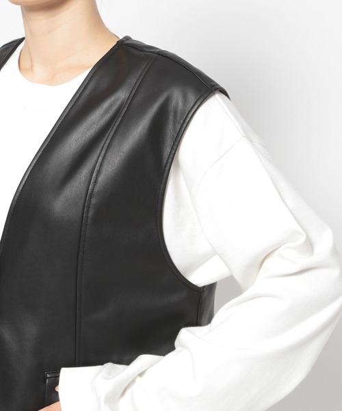 PAGEBOY（ページボーイ）の「エコレザージレ（その他アウター・レディース・ブラック/オフホワイト・FREE）」の19枚目の写真