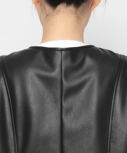 PAGEBOY（ページボーイ）の「エコレザージレ（その他アウター・レディース・ブラック/オフホワイト・FREE）」の9枚目の写真