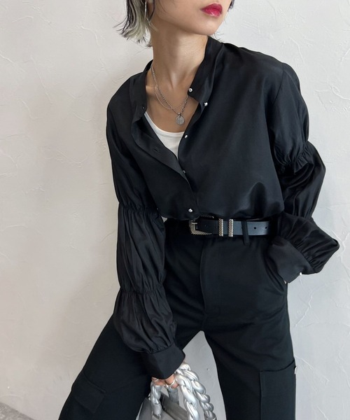 PAGEBOY（ページボーイ）の「CORE / バルーンギャザーブラウス（シャツ/ブラウス・レディース・ブラック/オフホワイト・FREE）」の7枚目の写真