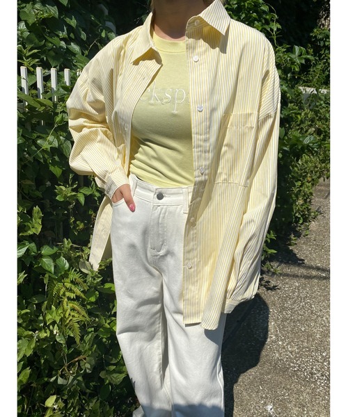 WC（ダブル シー）の「カラーストライプビッグシャツ（シャツ/ブラウス・レディース・ピンク/イエロー/ブルー/グリーン・FREE）」の3枚目の写真