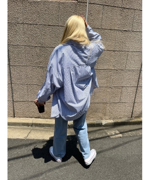 WC（ダブル シー）の「カラーストライプビッグシャツ（シャツ/ブラウス・レディース・ピンク/イエロー/ブルー/グリーン・FREE）」の13枚目の写真