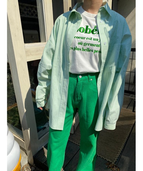 WC（ダブル シー）の「カラーストライプビッグシャツ（シャツ/ブラウス・レディース・ピンク/イエロー/ブルー/グリーン・FREE）」の6枚目の写真