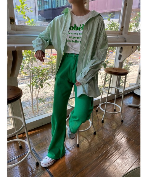 WC（ダブル シー）の「カラーストライプビッグシャツ（シャツ/ブラウス・レディース・ピンク/イエロー/ブルー/グリーン・FREE）」の7枚目の写真