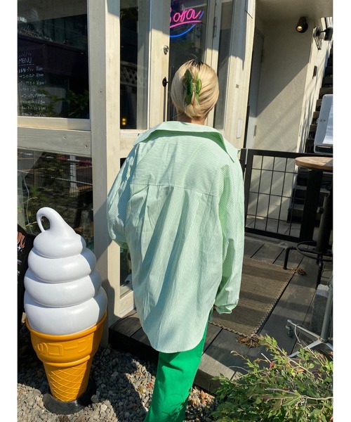WC（ダブル シー）の「カラーストライプビッグシャツ（シャツ/ブラウス・レディース・ピンク/イエロー/ブルー/グリーン・FREE）」の8枚目の写真