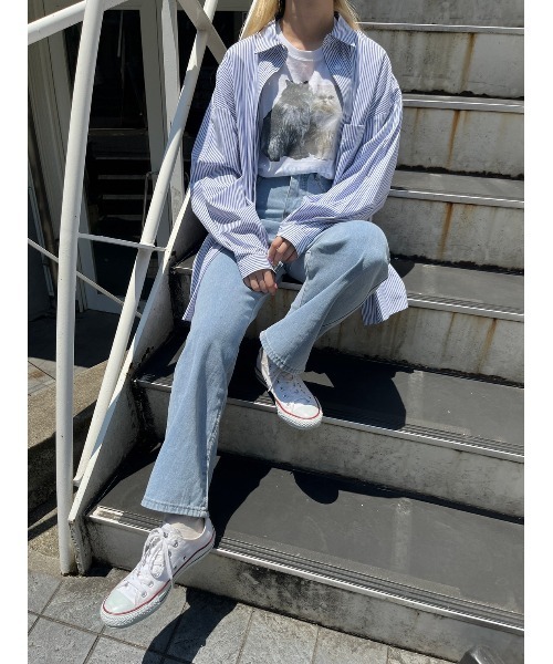 WC（ダブル シー）の「カラーストライプビッグシャツ（シャツ/ブラウス・レディース・ピンク/イエロー/ブルー/グリーン・FREE）」の14枚目の写真