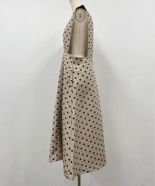 PICCIN(ピッチン)の「ポケットパールフロッキードットジャンスカ(スカート・レディース・ブラック/ベージュ・M)」の14枚目の写真