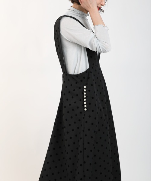 PICCIN(ピッチン)の「ポケットパールフロッキードットジャンスカ(スカート・レディース・ブラック/ベージュ・M)」の19枚目の写真