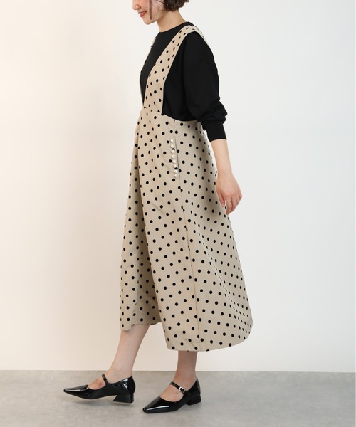 PICCIN(ピッチン)の「ポケットパールフロッキードットジャンスカ(スカート・レディース・ブラック/ベージュ・M)」の13枚目の写真