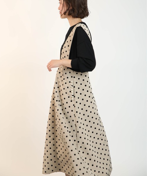PICCIN(ピッチン)の「ポケットパールフロッキードットジャンスカ(スカート・レディース・ブラック/ベージュ・M)」の20枚目の写真