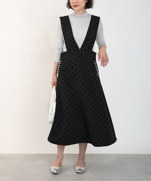 PICCIN(ピッチン)の「ポケットパールフロッキードットジャンスカ(スカート・レディース・ブラック/ベージュ・M)」の22枚目の写真