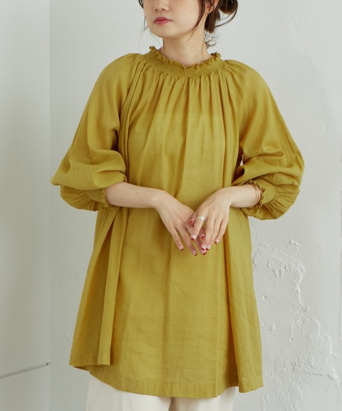 PUAL CE CIN（ピュアルセシン）の「コットンラミーシャーリング2WAYブラウス（シャツ/ブラウス・レディース・チャコールグレー/ライトベージュ/マスタード/オフホワイト・FREE）」の20枚目の写真