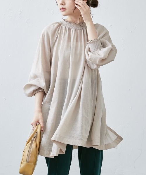 PUAL CE CIN（ピュアルセシン）の「コットンラミーシャーリング2WAYブラウス（シャツ/ブラウス・レディース・チャコールグレー/ライトベージュ/マスタード/オフホワイト・FREE）」の11枚目の写真