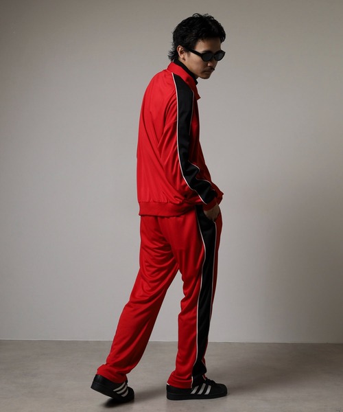 赤 ベルベット ジャージセット KANSAI MAN Velours Setup Track Jacket/Track Pants 山本寛斎 刺繍