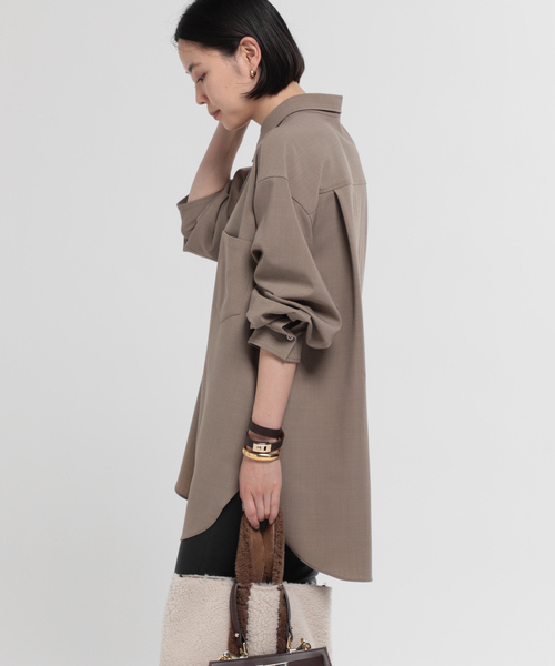 AP STUDIO（エーピーストゥディオ）の「ベージュウールシャツ（シャツ