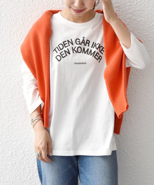 SHIPS any(シップス エニィ)の「【SHIPS any別注】MONMIMI: プリント ロング Tシャツ3(Tシャツ/カットソー・レディース・ホワイト/チャコールグレー/ベージュ・ONE SIZE)」の14枚目の写真