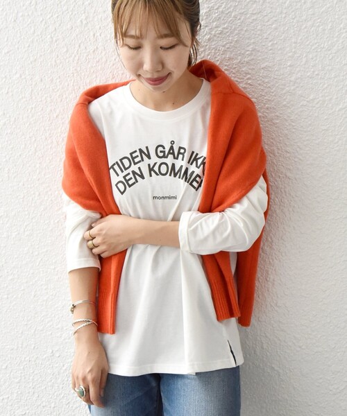 SHIPS any(シップス エニィ)の「【SHIPS any別注】MONMIMI: プリント ロング Tシャツ3(Tシャツ/カットソー・レディース・ホワイト/チャコールグレー/ベージュ・ONE SIZE)」の16枚目の写真