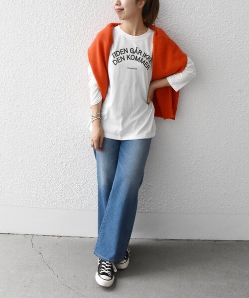 SHIPS any(シップス エニィ)の「【SHIPS any別注】MONMIMI: プリント ロング Tシャツ3(Tシャツ/カットソー・レディース・ホワイト/チャコールグレー/ベージュ・ONE SIZE)」の18枚目の写真