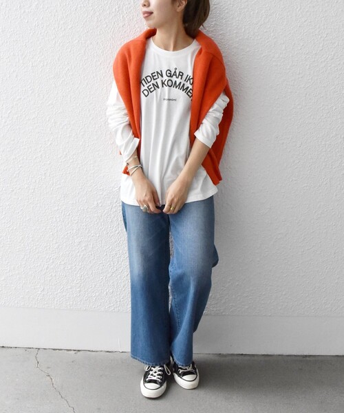 SHIPS any(シップス エニィ)の「【SHIPS any別注】MONMIMI: プリント ロング Tシャツ3(Tシャツ/カットソー・レディース・ホワイト/チャコールグレー/ベージュ・ONE SIZE)」の19枚目の写真