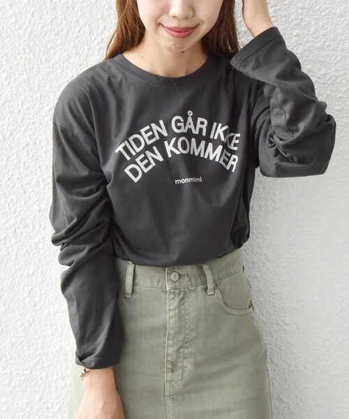 SHIPS any(シップス エニィ)の「【SHIPS any別注】MONMIMI: プリント ロング Tシャツ3(Tシャツ/カットソー・レディース・ホワイト/チャコールグレー/ベージュ・ONE SIZE)」の21枚目の写真