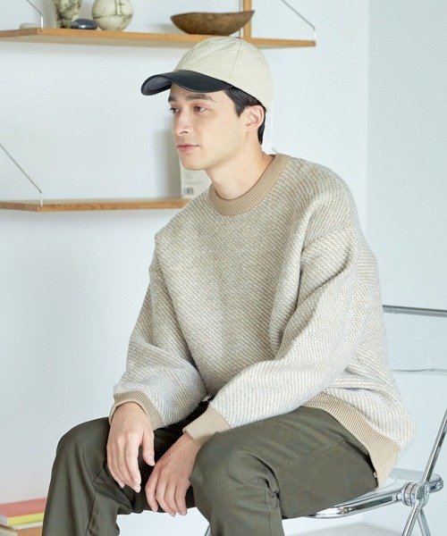 LAKOLE（ラコレ）の「モヘアライクジャカードニット / 353217（ニット/セーター・メンズ・ベージュ/ネイビー/ブラウン/グリーン・MEDIUM/LARGE）」の3枚目の写真