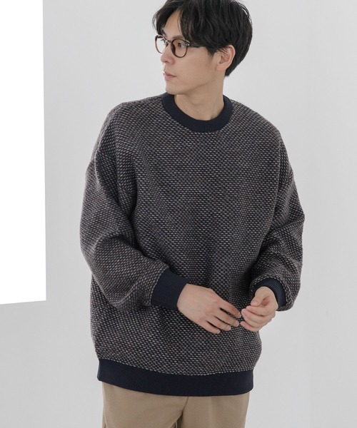 LAKOLE（ラコレ）の「モヘアライクジャカードニット / 353217（ニット/セーター・メンズ・ベージュ/ネイビー/ブラウン/グリーン・MEDIUM/LARGE）」の4枚目の写真