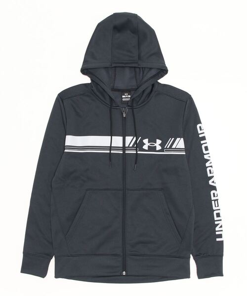 UNDER ARMOUR(アンダーアーマー)の「UAアーマーフリース バーロゴ フルジップ フ―ディー(トレーニング/メンズ)(スウェット・メンズ・ブラック/ブラック×レッド/グレー/ネイビー・S/M/L/XL/XXL/3XL)」の8枚目の写真