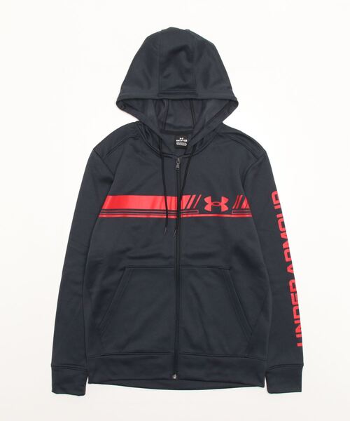 UNDER ARMOUR(アンダーアーマー)の「UAアーマーフリース バーロゴ フルジップ フ―ディー(トレーニング/メンズ)(スウェット・メンズ・ブラック/ブラック×レッド/グレー/ネイビー・S/M/L/XL/XXL/3XL)」の7枚目の写真