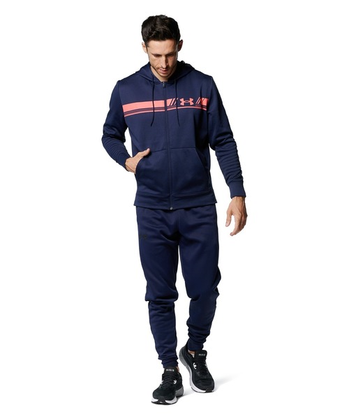 UNDER ARMOUR(アンダーアーマー)の「UAアーマーフリース バーロゴ フルジップ フ―ディー(トレーニング/メンズ)(スウェット・メンズ・ブラック/ブラック×レッド/グレー/ネイビー・S/M/L/XL/XXL/3XL)」の12枚目の写真