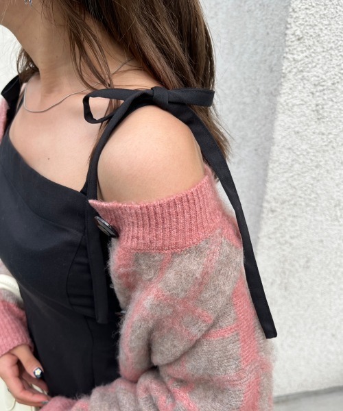 nemne store（ネンネストア）の「【低身長用サイズあり】スリット入りリボンキャミワンピース（ワンピース・レディース・ブラック/ブラウン・SMALL/MEDIUM）」の8枚目の写真
