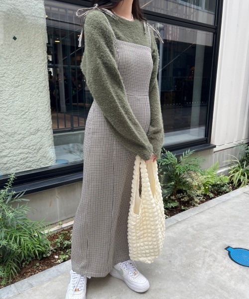 nemne store（ネンネストア）の「【低身長用サイズあり】スリット入りリボンキャミワンピース（ワンピース・レディース・ブラック/ブラウン・SMALL/MEDIUM）」の10枚目の写真
