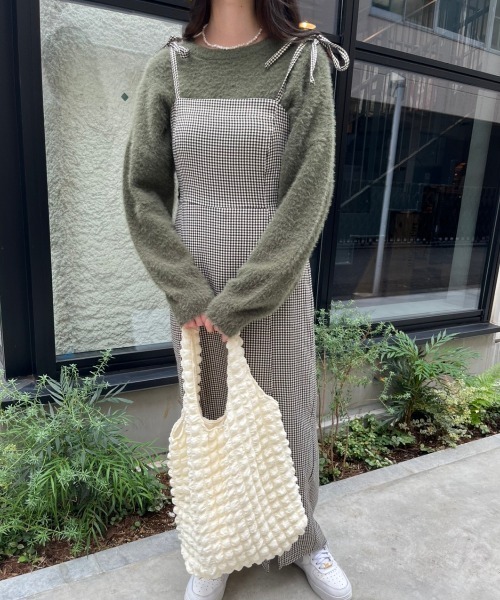 nemne store（ネンネストア）の「【低身長用サイズあり】スリット入りリボンキャミワンピース（ワンピース・レディース・ブラック/ブラウン・SMALL/MEDIUM）」の11枚目の写真