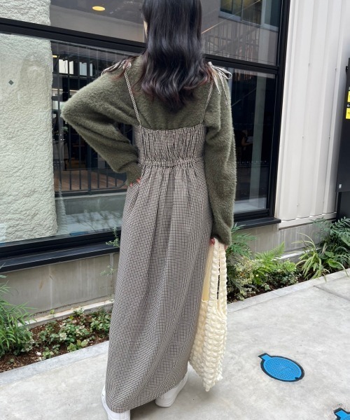 nemne store（ネンネストア）の「【低身長用サイズあり】スリット入りリボンキャミワンピース（ワンピース・レディース・ブラック/ブラウン・SMALL/MEDIUM）」の12枚目の写真