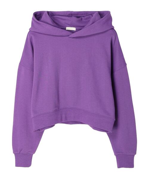 earth music&ecology（アースミュージックアンドエコロジー）の「ショート丈カラーパーカー（パーカー・レディース・ブラック/パープル/グリーン/マスタード/ライトベージュ・FREE）」の15枚目の写真