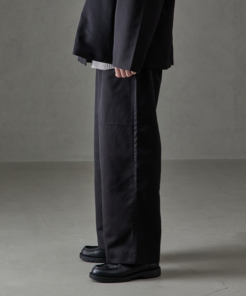 cussil(クシル)の「【cussil/クシル】ドレスツイル 1タックワイドストレートスラックス(スラックス・メンズ・チャコールグレー/ブラック/オフホワイト・M/S/L)」の4枚目の写真