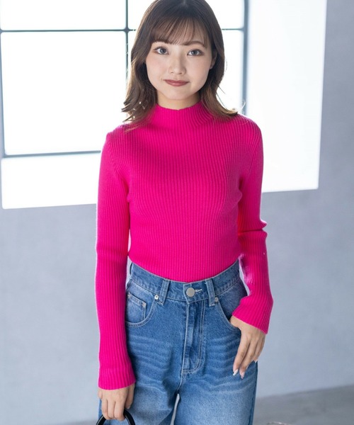 clear(クリア)の「ハイゲージハイネックニットトップス(ニット/セーター・レディース・ピンク/オレンジ/ブルー/ライトグリーン/アイボリー/ブラック/グレイッシュベージュ/グリーン/オレンジ系その他2/ブルー系その他2/ピンク系その他2/ブラウン/ピンク系その他3/ブルー系その他3・F)」の11枚目の写真