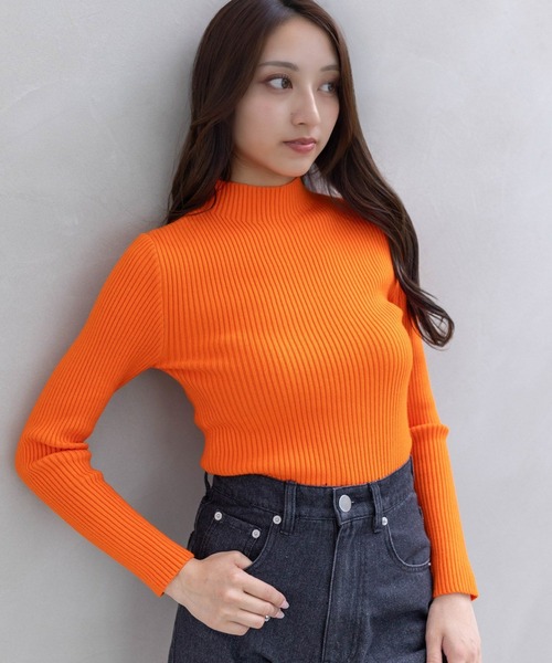 clear(クリア)の「ハイゲージハイネックニットトップス(ニット/セーター・レディース・ピンク/オレンジ/ブルー/ライトグリーン/アイボリー/ブラック/グレイッシュベージュ/グリーン/オレンジ系その他2/ブルー系その他2/ピンク系その他2/ブラウン/ピンク系その他3/ブルー系その他3・F)」の14枚目の写真