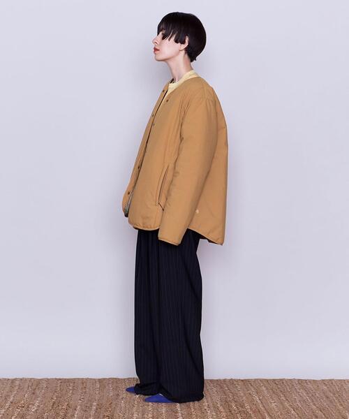 DESCENTE（デサント）の「別注＜DESCENTE ddd ＞ ノーカラーコート（ノーカラーコート・レディース・ブラック/オレンジ・SMALL/MEDIUM）」の4枚目の写真