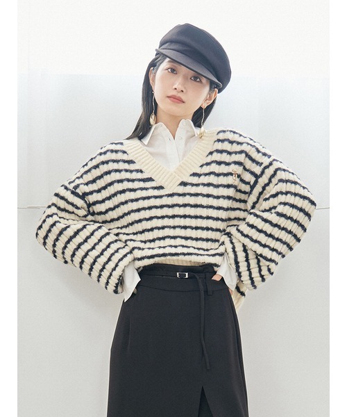 LILY BROWN（リリーブラウン）の「LilyBearケーブルニットプルオーバー（ニット/セーター・レディース・オレンジ/アイボリー/その他・FREE）」の9枚目の写真