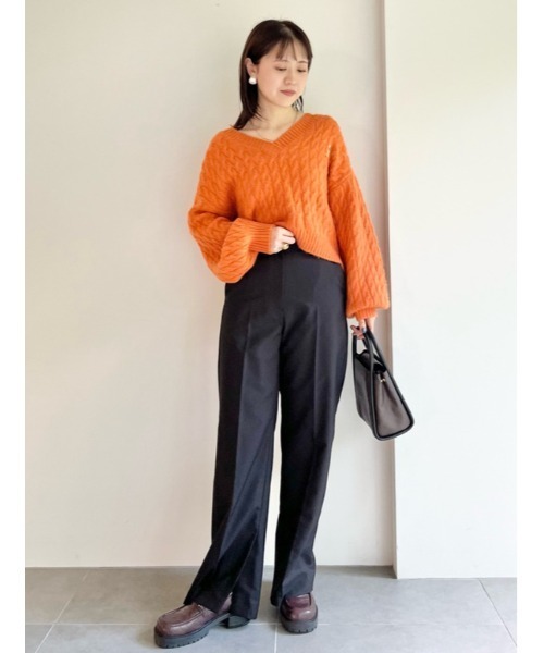 LILY BROWN（リリーブラウン）の「LilyBearケーブルニットプル