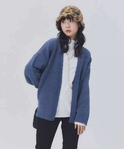 HONEYSUCKLE ROSE（ハニーサックルローズ）の「【HONEYSUCKLE ROSE】モールニットカーデ（カーディガン/ボレロ・レディース・オフホワイト/ダークグレー/ブルー・M/L）」の3枚目の写真